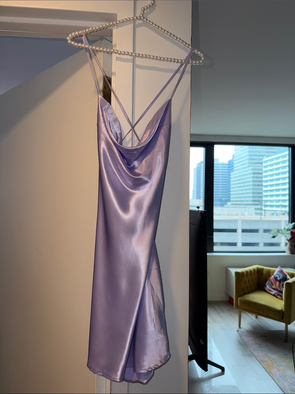 H&M Lavender Satin Cowl Slip Dress